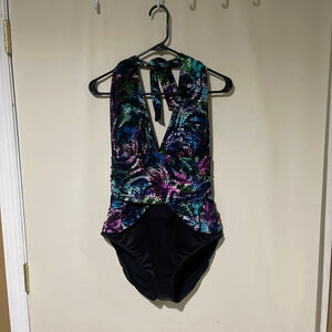 MagicSuit Women Plus Black Multi Halter One Piece Swimsuit